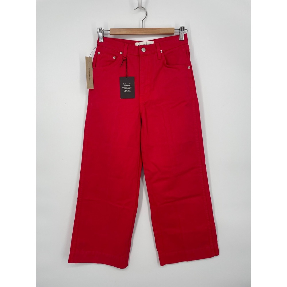 Reformation Pants Womens 26 Red Wide Leg New Cropped Cherry - Picture 3 of 12